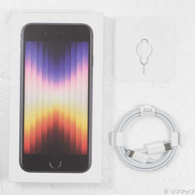 中古)Apple iPhone SE 第3世代 128GB ミッドナイト MMYF3J/A SIMフリー(344-ud) 携帯