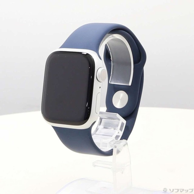 (中古)Apple Apple Watch Series 9 GPS 41mm シルバーアルミニウムケース ストームブルースポーツバンド(349-ud)