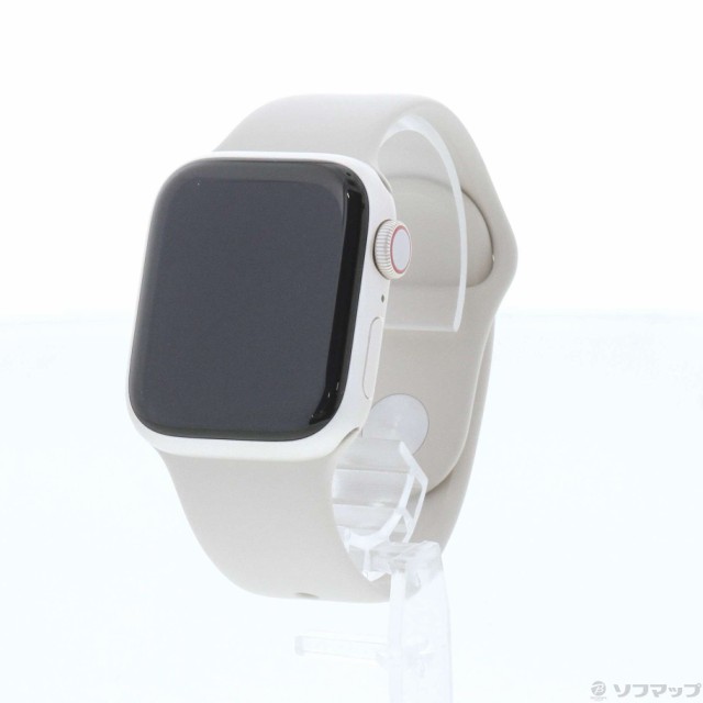 (中古)Apple Apple Watch Series 7 GPS + Cellular 41mm スターライトアルミニウムケース スターライトスポーツバンド(377-ud)