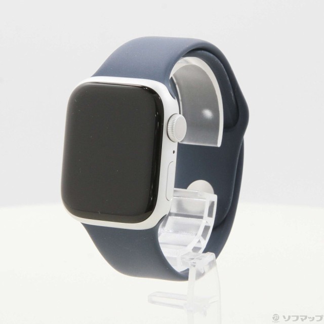 (中古)Apple Apple Watch Series 9 GPS 41mm シルバーアルミニウムケース ストームブルースポーツバンド(295-ud)