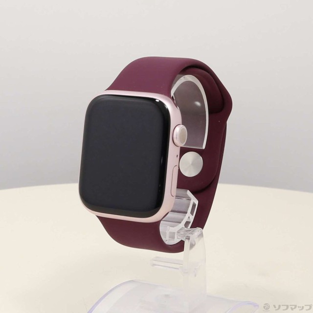 (中古)Apple Apple Watch Series 9 GPS 45mm ピンクアルミニウムケース マルベリースポーツバンド(262-ud)