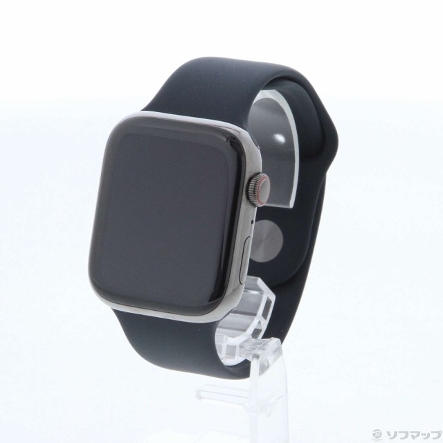 (中古)Apple Apple Watch Series 7 GPS + Cellular 45mm グラファイトステンレススチールケース ミッドナイトスポーツバンド(198-ud)