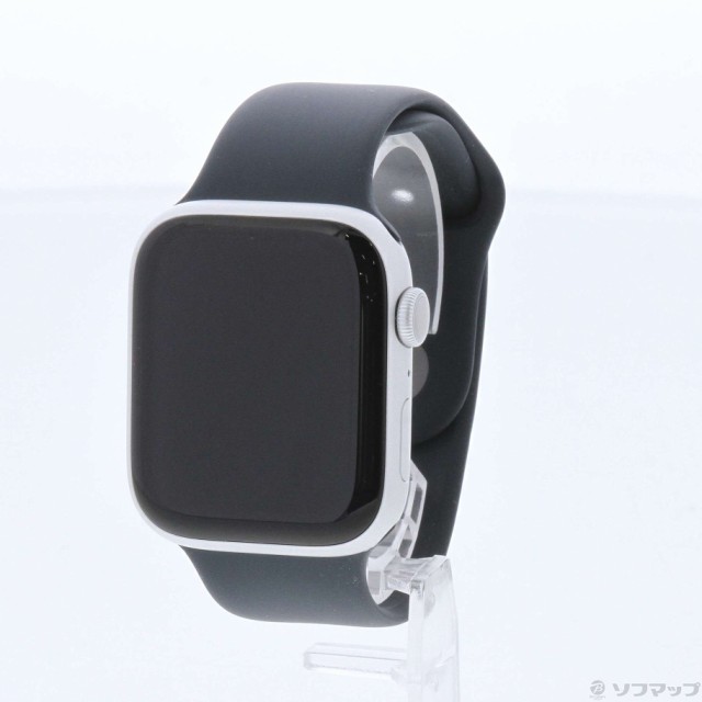 (中古)Apple Apple Watch Series 9 GPS 45mm シルバーアルミニウムケース ミッドナイトスポーツバンド(368-ud)