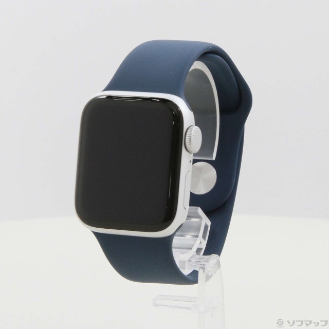 (中古)Apple Apple Watch SE 第1世代 GPS 40mm シルバーアルミニウムケース アビスブルースポーツバンド(276-ud)