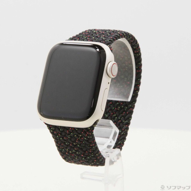 (中古)Apple Apple Watch Series 8 GPS + Cellular 41mm スターライトアルミニウムケース Black Unityブレイデッドソロループ(344-ud)