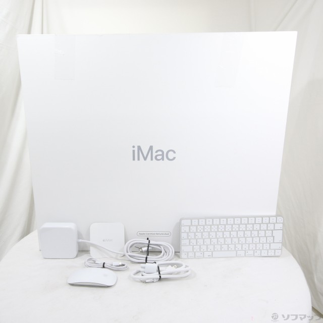 (中古)Apple iMac 24-inch Mid 2021 MGPC3J/A Apple M1 8コアCPU_8コアGPU 8GB SSD256GB シルバー (macOS v14.7)(305-ud)