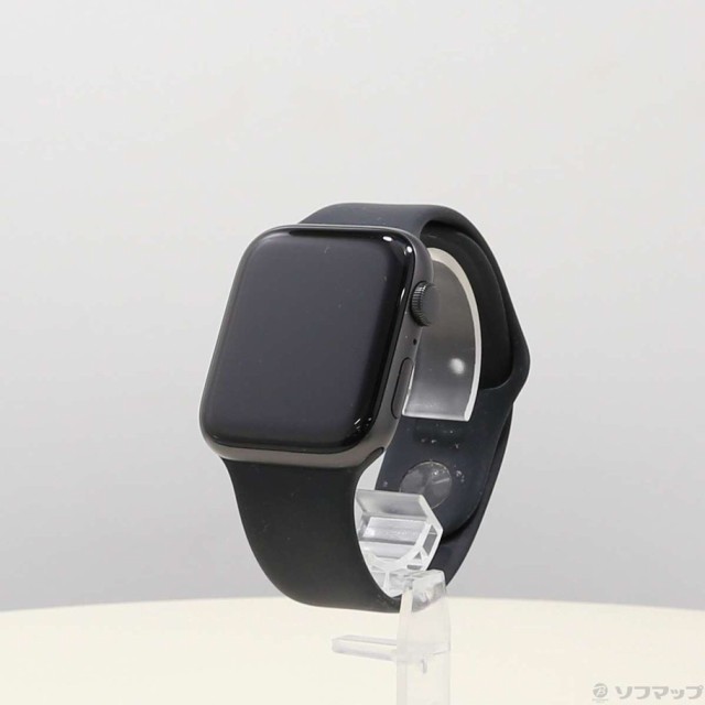 (中古)Apple Apple Watch SE 第1世代 GPS 44mm スペースグレイアルミニウムケース ブラックスポーツバンド(196-ud)