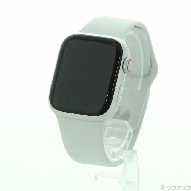 (中古)Apple Apple Watch Series 8 GPS + Cellular 41mm シルバーアルミニウムケース ホワイトスポーツバンド(377-ud)