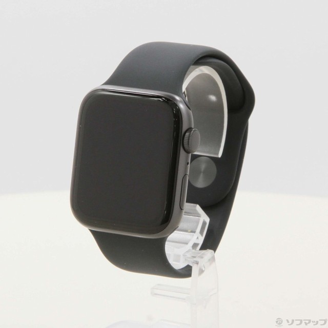 (中古)Apple Apple Watch SE 第1世代 GPS 44mm スペースグレイアルミニウムケース ブラックスポーツバンド(349-ud)