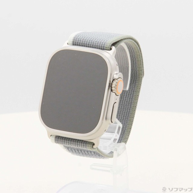 (中古)Apple Apple Watch Ultra 2 GPS + Cellular 49mm チタニウムケース グリーン/グレイトレイルループ(258-ud)