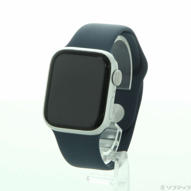 (中古)Apple Apple Watch Series 9 GPS 41mm シルバーアルミニウムケース ストームブルースポーツバンド(251-ud)