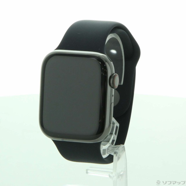 (中古)Apple Apple Watch Series 7 GPS + Cellular 45mm グラファイトステンレススチールケース ミッドナイトスポーツバンド(349-ud)