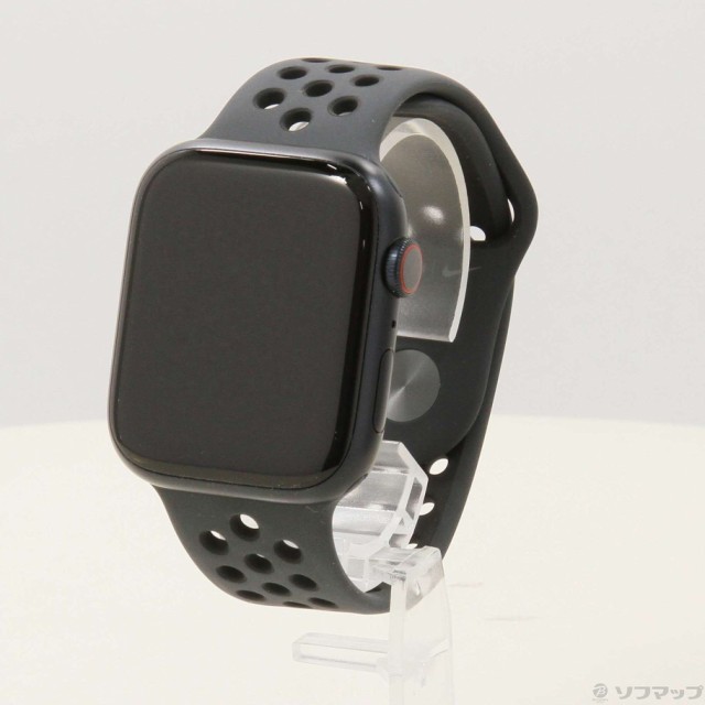 (中古)Watch Series 7 Nike GPS + Cellular 45mm ミッドナイトアルミニウムケース アンスラサイト/ブラックNikeスポーツバンド(198-ud)