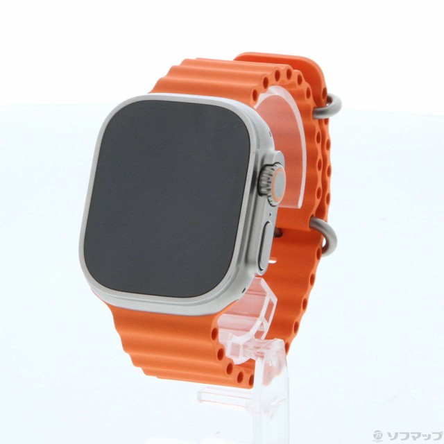 (中古)Apple (展示品) Apple Watch Ultra 2 GPS + Cellular 49mm チタニウムケース オレンジオーシャンバンド(377-ud)