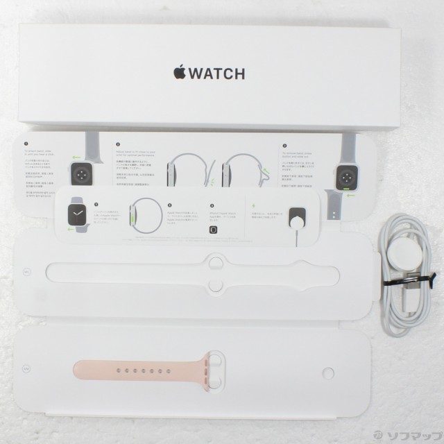 (中古)Apple Apple Watch SE 第1世代 GPS 40mm ゴールドアルミニウムケース ピンクサンドスポーツバンド(297-ud)