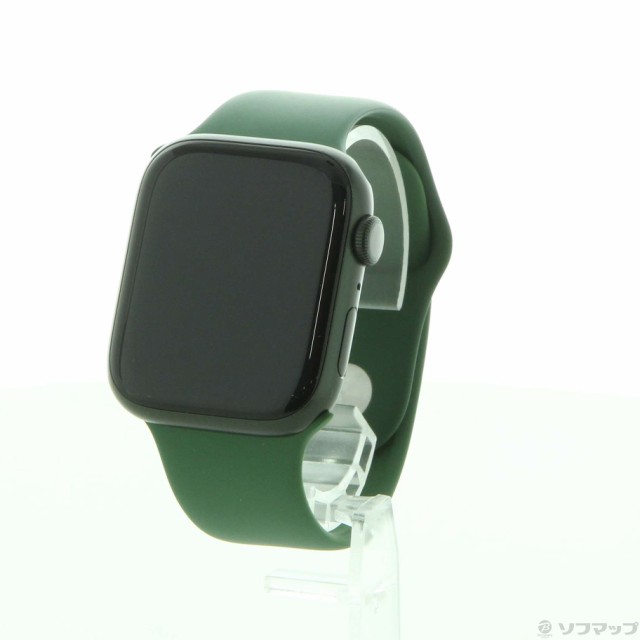 (中古)Apple Apple Watch Series 7 GPS 45mm グリーンアルミニウムケース クローバースポーツバンド(352-ud)