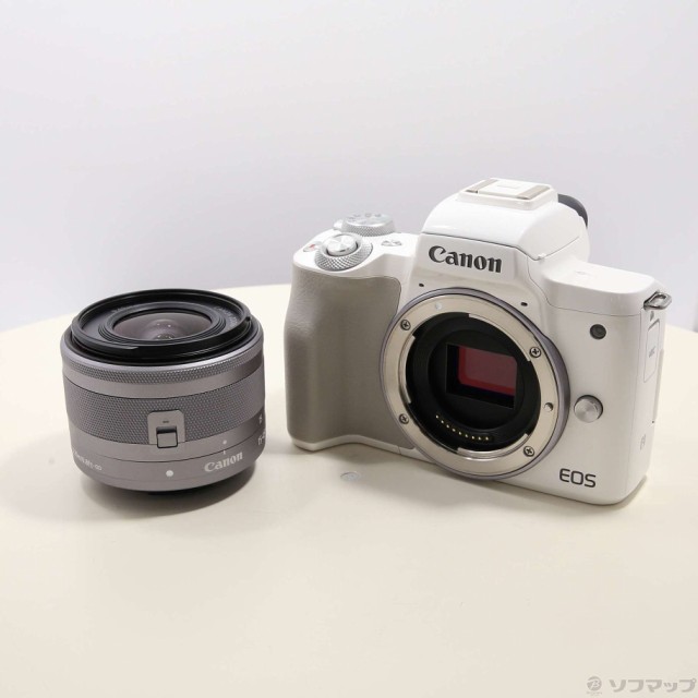 (中古)Canon EOS Kiss M ホワイト EFM1545 IS STM レンズキット(344-ud)