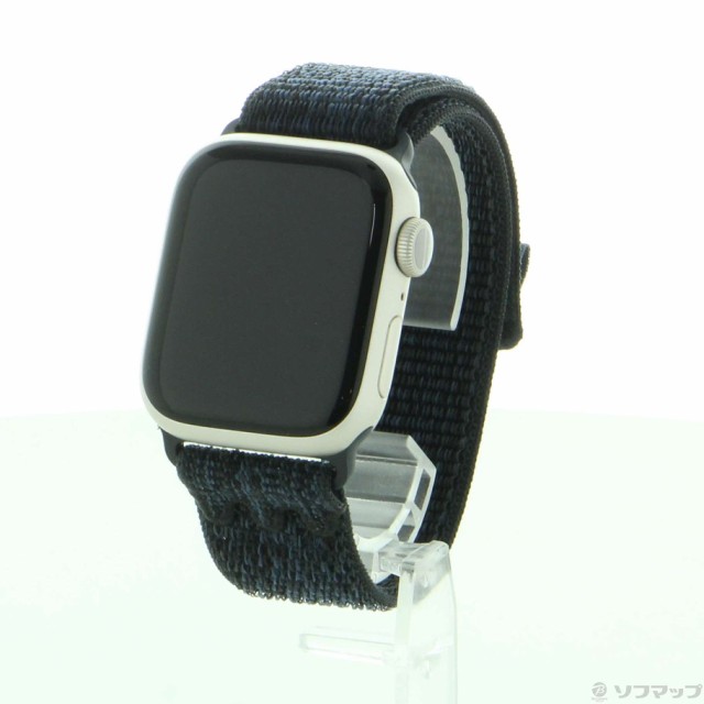 (中古)Apple Apple Watch Series 9 GPS 41mm スターライトアルミニウムケース ブラック/ブルーNikeスポーツループ(251-ud)