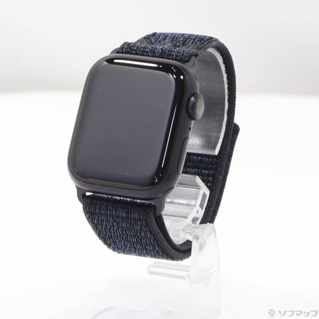 (中古)Apple Apple Watch Series 9 GPS 41mm ミッドナイトアルミニウムケース ブラック/ブルーNikeスポーツループ(251-ud)