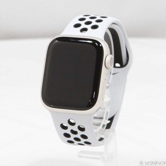 (中古)Watch Series 7 Nike GPS 41mm スターライトアルミニウムケース ピュアプラチナム/ブラックNikeスポーツバンド(262-ud)