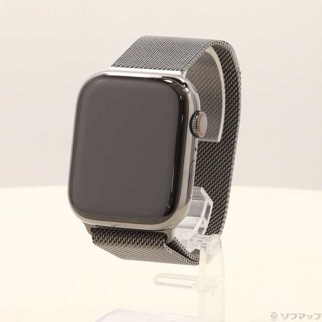 (中古)Apple Apple Watch Series 8 GPS + Cellular 45mm グラファイトステンレススチールケース グラファイトミラネーゼループ(349-ud)