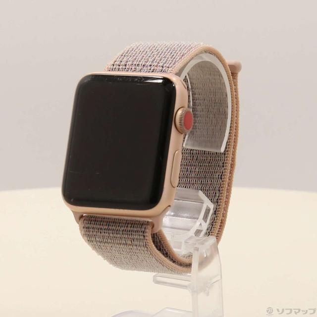 (中古)Apple Apple Watch Series 3 GPS + Cellular 42mm ゴールドアルミニウムケース ピンクサンドスポーツループ(349-ud)の通販は 10,208円