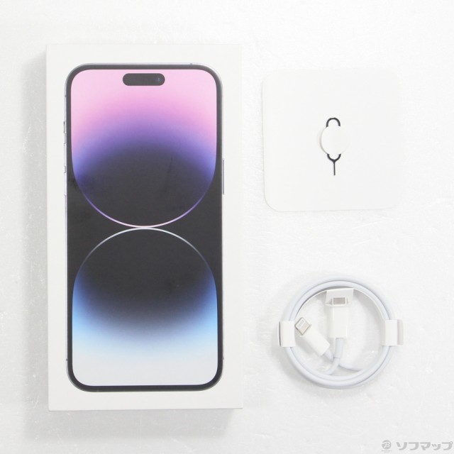 (中古)Apple iPhone14 Pro Max 128GB ディープパープル MQ993J/A SIMフリー(377-ud)