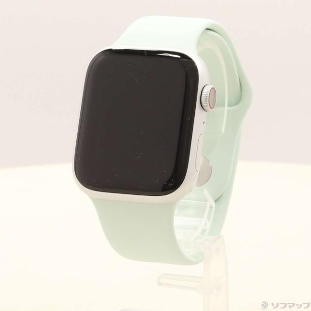 (中古)Apple Apple Watch Series 9 GPS + Cellular 45mm シルバーアルミニウムケース ソフトミントスポーツバンド(377-ud)の通販は