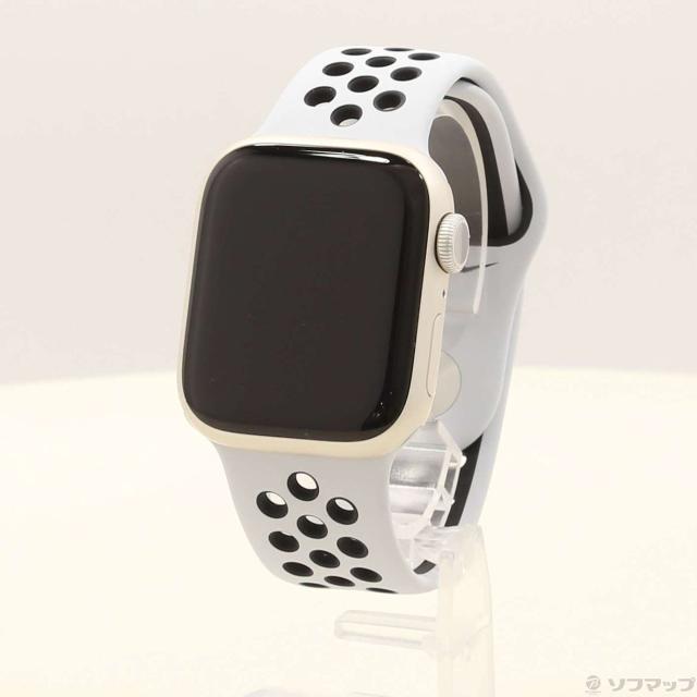 (中古)Watch Series 7 Nike GPS 41mm スターライトアルミニウムケース ピュアプラチナム/ブラックNikeスポーツバンド(262-ud)