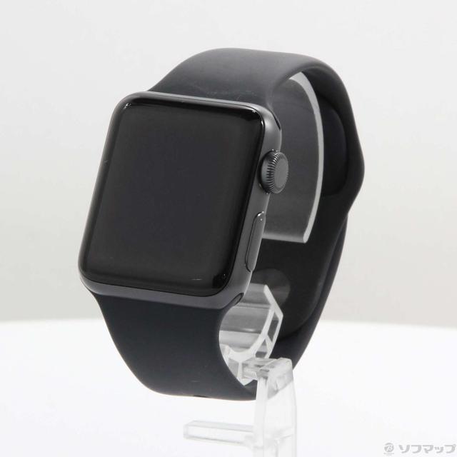 (中古)Apple Apple Watch Series 3 GPS 38mm スペースグレイアルミニウムケース ブラックスポーツバンド(262-ud)の通販は 11,528円