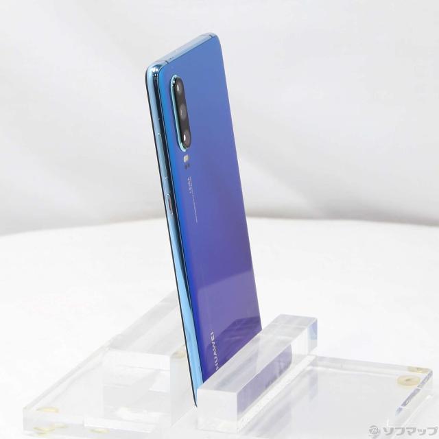 中古】SIMフリースマホ/ HUAWEI P30 オーロラブルー