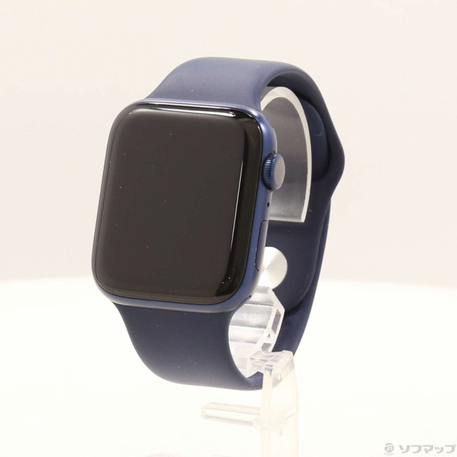 (中古)Apple Apple Watch Series 6 GPS 44mm ブルーアルミニウムケース ディープネイビースポーツバンド(198-ud)