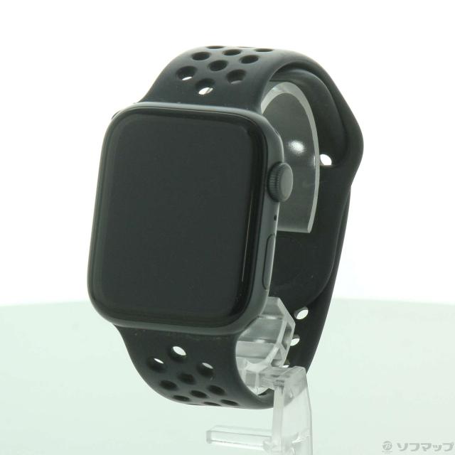 (中古)Watch Series 6 Nike GPS 44mm スペースグレイアルミニウムケース アンスラサイト/ブラックNikeスポーツバンド(198-ud)