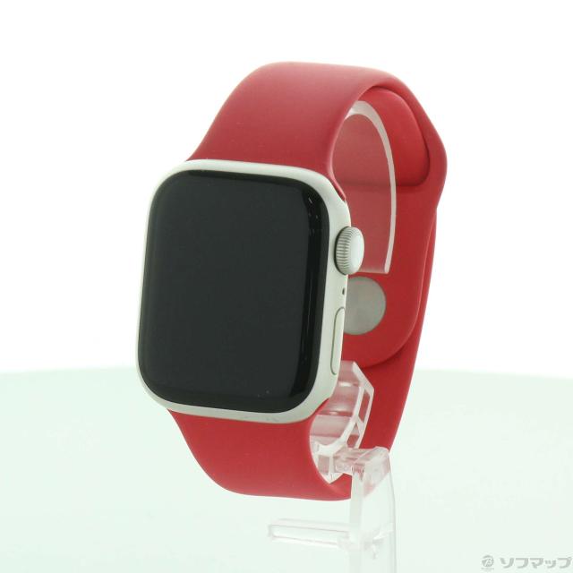 (中古)Apple Apple Watch Series 7 GPS 41mm スターライトアルミニウムケース レッドスポーツバンド(262-ud)
