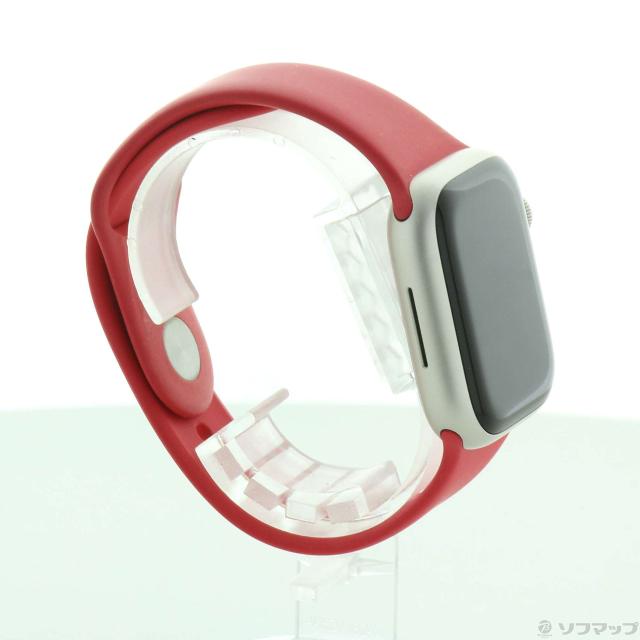 (中古)Apple Apple Watch Series 7 GPS 41mm スターライトアルミニウムケース レッドスポーツバンド(262-ud)_3