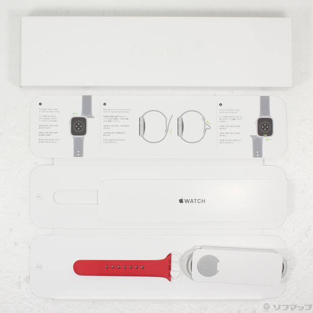 (中古)Apple Apple Watch Series 7 GPS 41mm スターライトアルミニウムケース レッドスポーツバンド(262-ud)_4