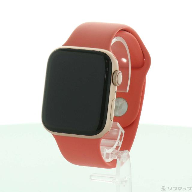 (中古)Apple Apple Watch Series 6 GPS + Cellular 44mm ゴールドアルミニウムケース ピンクシトラススポーツバンド(196-ud)