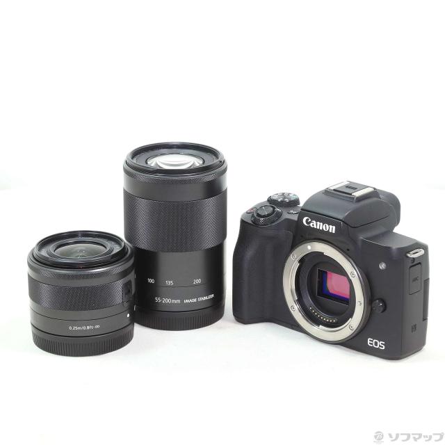 EOS Kiss M（ブラック）・ダブルズームキット【6500ショット以下】 Amazon | Canon ミラーレス一眼カメラ EOS Kiss M ダブルズーム