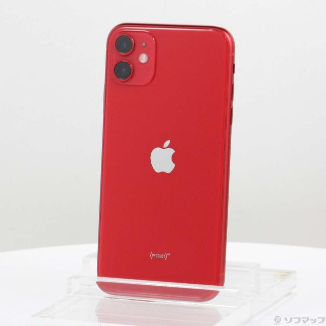 (中古)SoftBank iPhone11 128GB プロダクトレッド NWM32J/A SoftBank(258-ud)