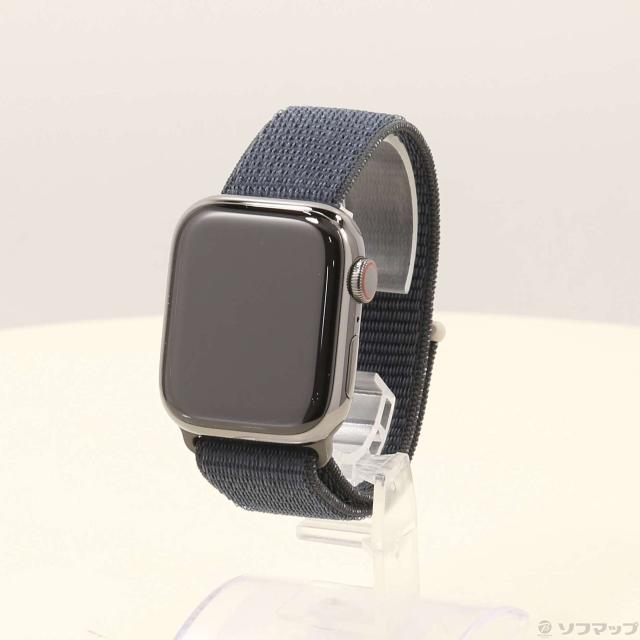 (中古)Apple Apple Watch Series 9 GPS + Cellular 41mm グラファイトステンレススチールケース ミッドナイトスポーツループ(297-ud)