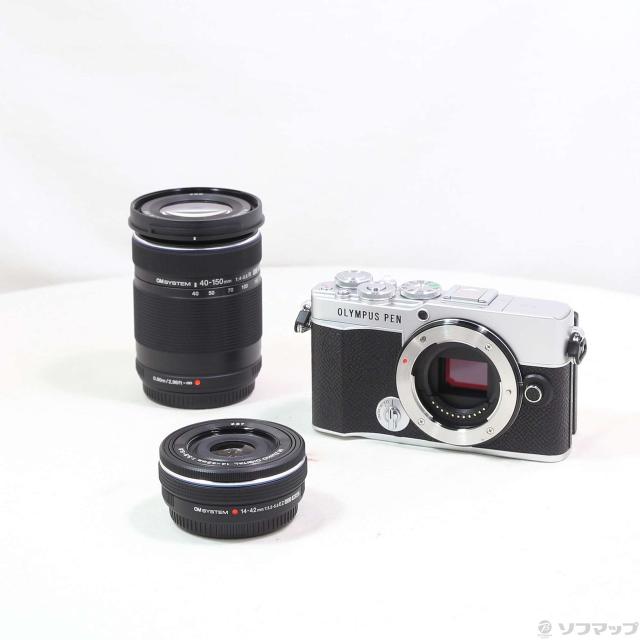 OLYMPUS PEN E-P7 EZダブルズームキット シルバー 極美品 新品)OLYMPUS (オリンパス) PEN E-P7 EZダブルズームキット シルバー