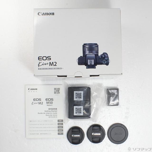中古)Canon EOS Kiss M2 ダブルズームキット ブラック(348-ud)