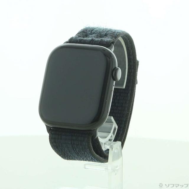 (中古)Watch Series 10 GPS + Cellular 46mm ジェットブラックアルミニウムケース ブラック/ブルーNikeスポーツループ(368-ud)