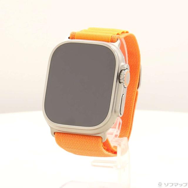 (中古)Apple Apple Watch Ultra GPS + Cellular 49mm チタニウムケース オレンジアルパインループ(344-ud)