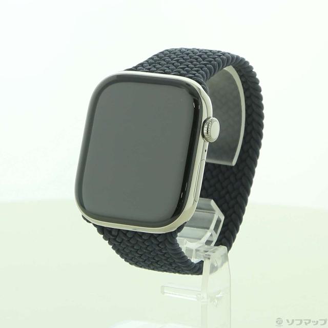 (中古)Apple Apple Watch Series 10 GPS + Cellular 46mm ナチュラルチタニウムケース ミッドナイトブレイデッドソロループ(377-ud)