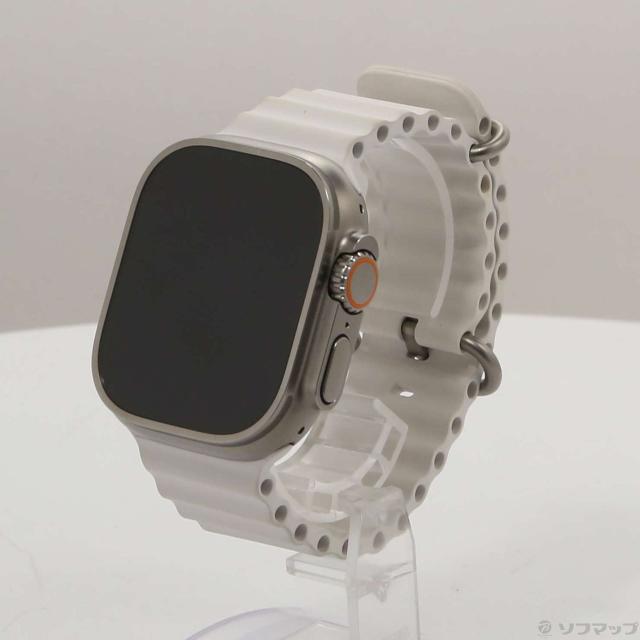(中古)Apple Apple Watch Ultra GPS + Cellular 49mm チタニウムケース ホワイトオーシャンバンド(377-ud)