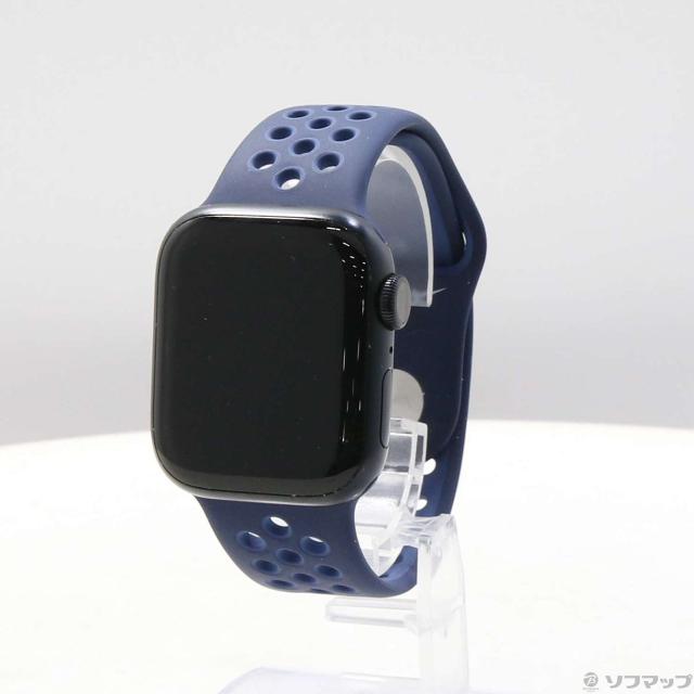 (中古)Apple Apple Watch Series 7 GPS 41mm ミッドナイトアルミニウムケース オリーブグレイ/カーゴカーキNikeスポーツバンド(344-ud)
