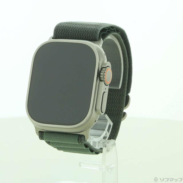 (中古)Apple Apple Watch Ultra GPS + Cellular 49mm チタニウムケース グリーンアルパインループ(344-ud)