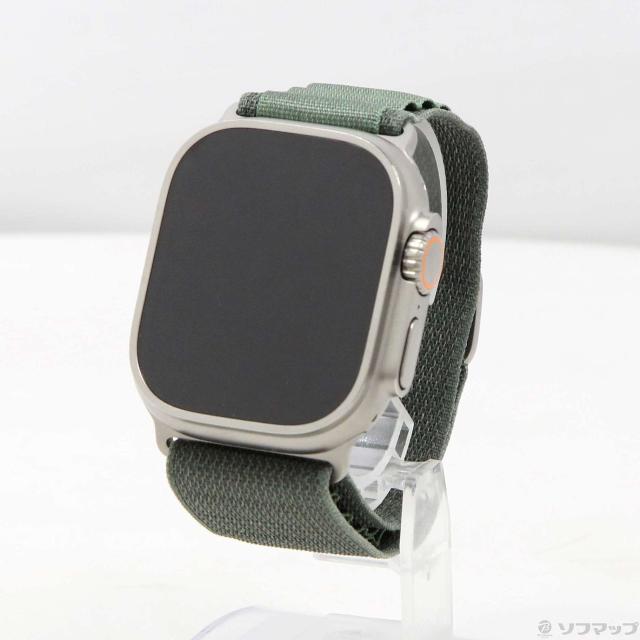 (中古)Apple Apple Watch Ultra GPS + Cellular 49mm チタニウムケース グリーンアルパインループ(377-ud)