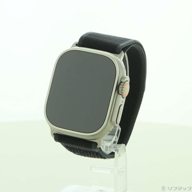 (中古)Watch Ultra 2 GPS + Cellular 49mm ナチュラルチタニウムケース ブラックトレイルループ-ナチュラルチタニウムの仕上げ(377-ud)